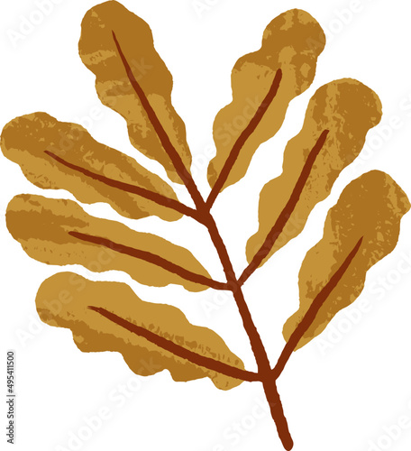 Autumn Branch with Leaves Colored Cartoon Illustartion
