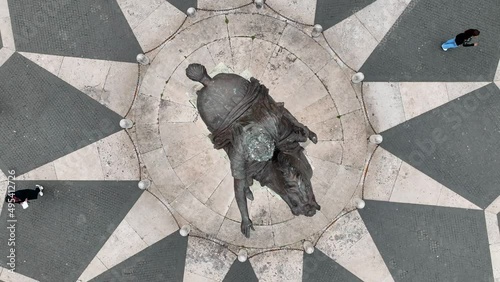 La piazza del Campidoglio Roma, sede del Comune di Roma. 
Veduta aerea Zenitale della piazza e della statua di Marco Aurelio a cavallo. photo
