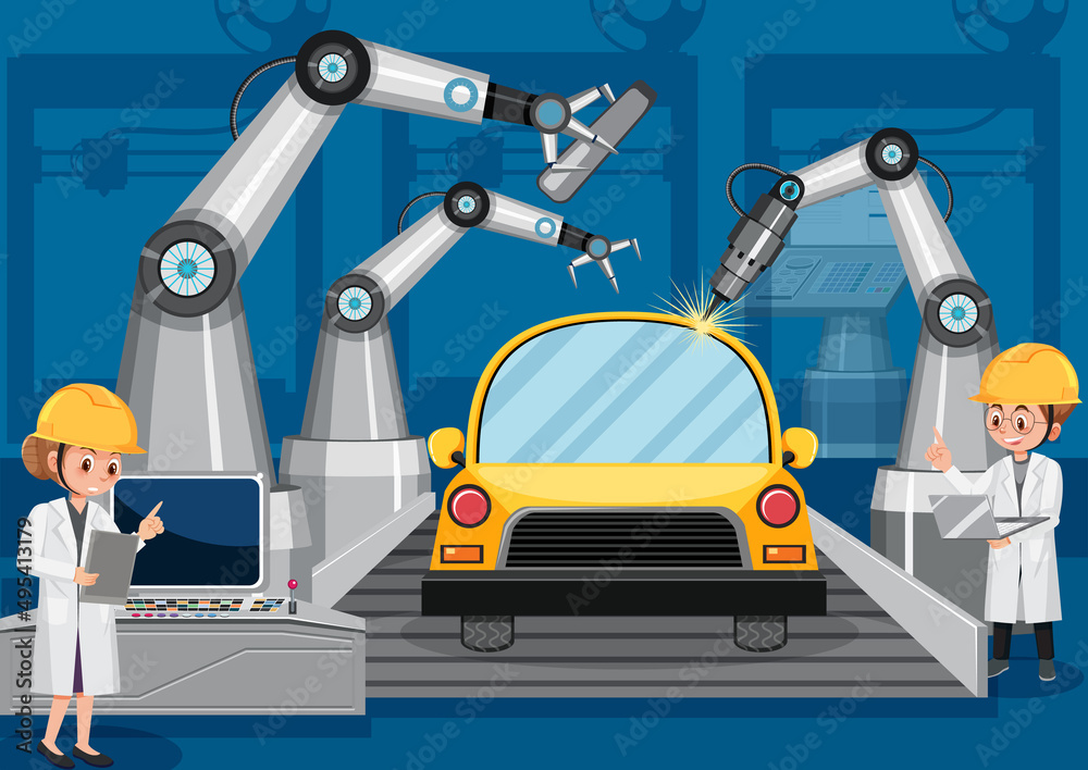 Car manufacturing automation concept Car manufacturing automation concept