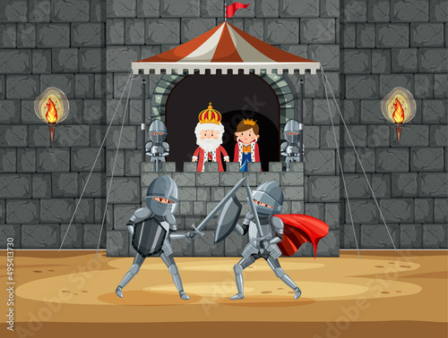Medieval knight jousting tournament