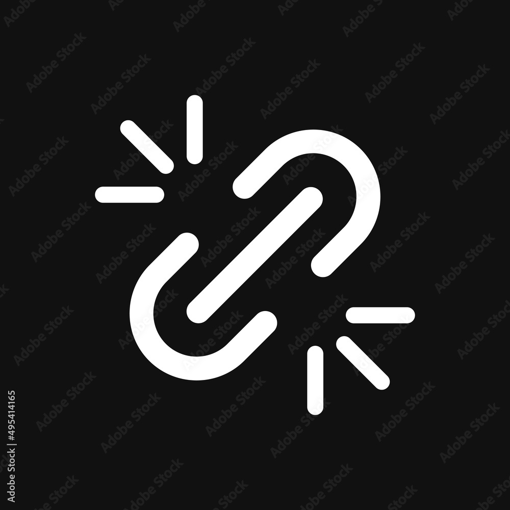 Broken link icon on grey background Broken link icon on grey background