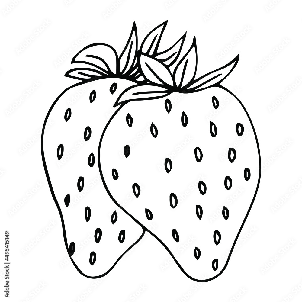 2 Strawberry doodle sketchy berries isolated on white background. 2 Strawberry doodle sketchy berries isolated on white background.