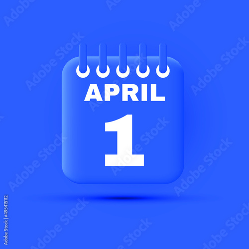 April 1 calendar vector flat icon