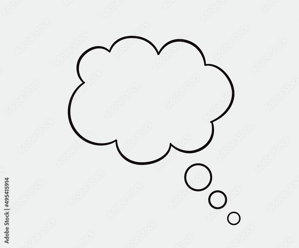 Think bubble isolated on grey background. Trendy think bubble in flat style. Modern template for social network and label. Creative thought balloon. Cloud line art, vector illustration Think bubble isolated on grey background. Trendy think bubble in flat style. Modern template for social network and label. Creative thought balloon. Cloud line art, vector illustration