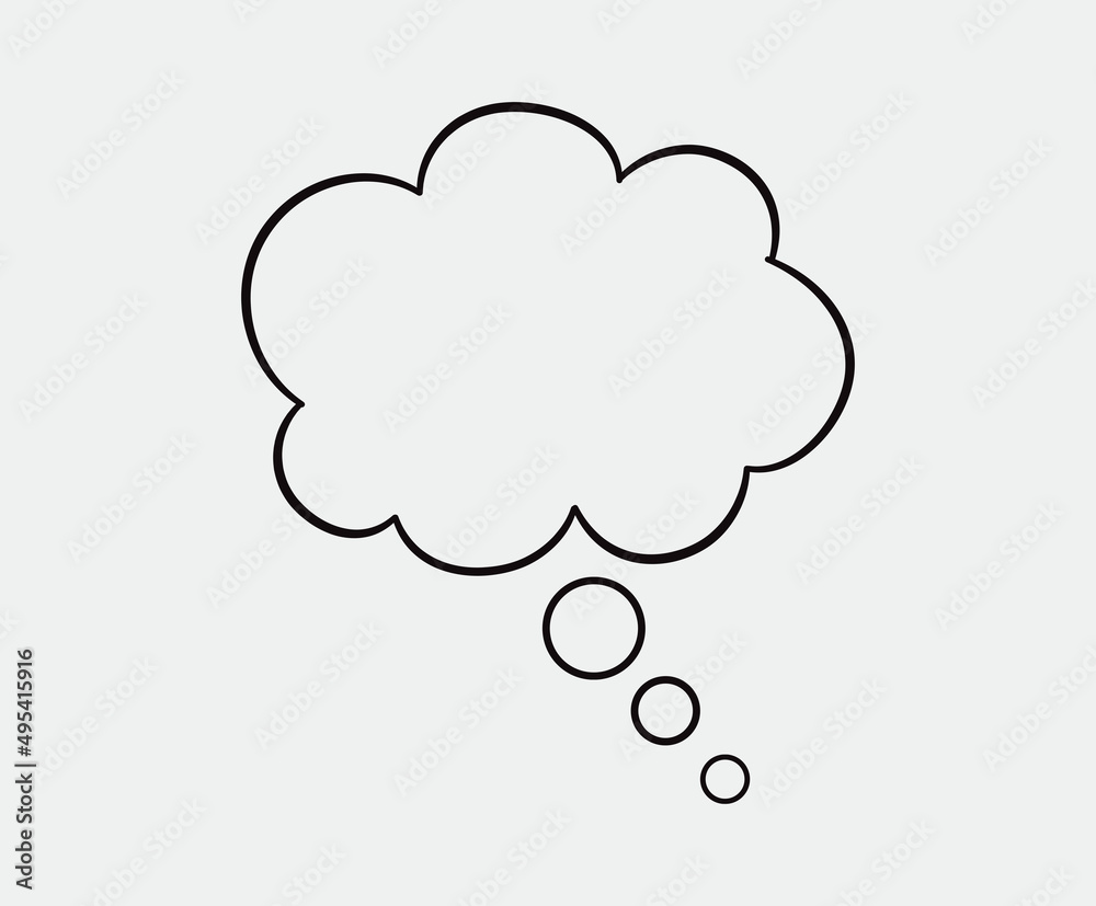 Think bubble isolated on grey background. Trendy think bubble in flat style. Modern template for social network and label. Creative thought balloon. Cloud line art, vector illustration Think bubble isolated on grey background. Trendy think bubble in flat style. Modern template for social network and label. Creative thought balloon. Cloud line art, vector illustration