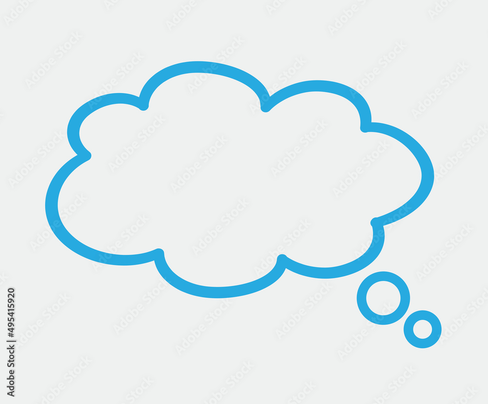 Think bubble isolated on grey background. Trendy think bubble in flat style. Modern template for social network and label. Creative thought balloon. Cloud line art, vector illustration Think bubble isolated on grey background. Trendy think bubble in flat style. Modern template for social network and label. Creative thought balloon. Cloud line art, vector illustration