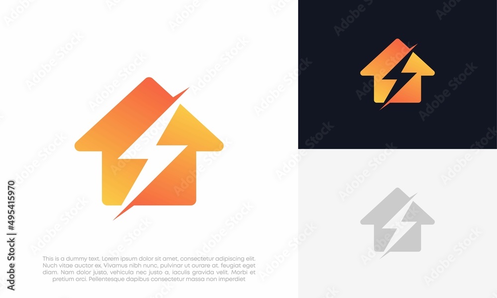 home energy, thunder home logo vector icon design illustration home energy, thunder home logo vector icon design illustration