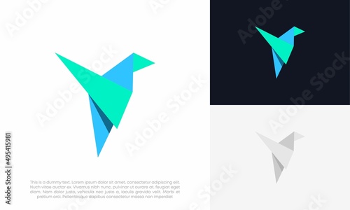 bird origami logo vector icon design illustration