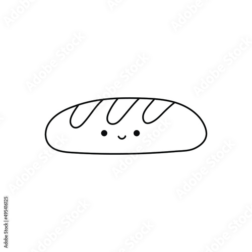 Doodle bread simple vector illustration