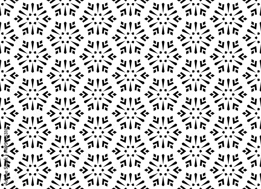 Abstract geometric pattern with lines, snowflakes. A seamless vector background. White and gray texture. Graphic modern pattern