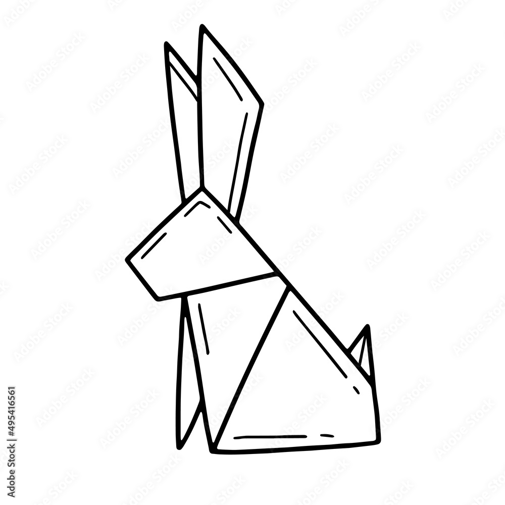 Hare or rabbit origami in a simple doodle style. Vector illustration isolated on a white background. Hare or rabbit origami in a simple doodle style. Vector illustration isolated on a white background.