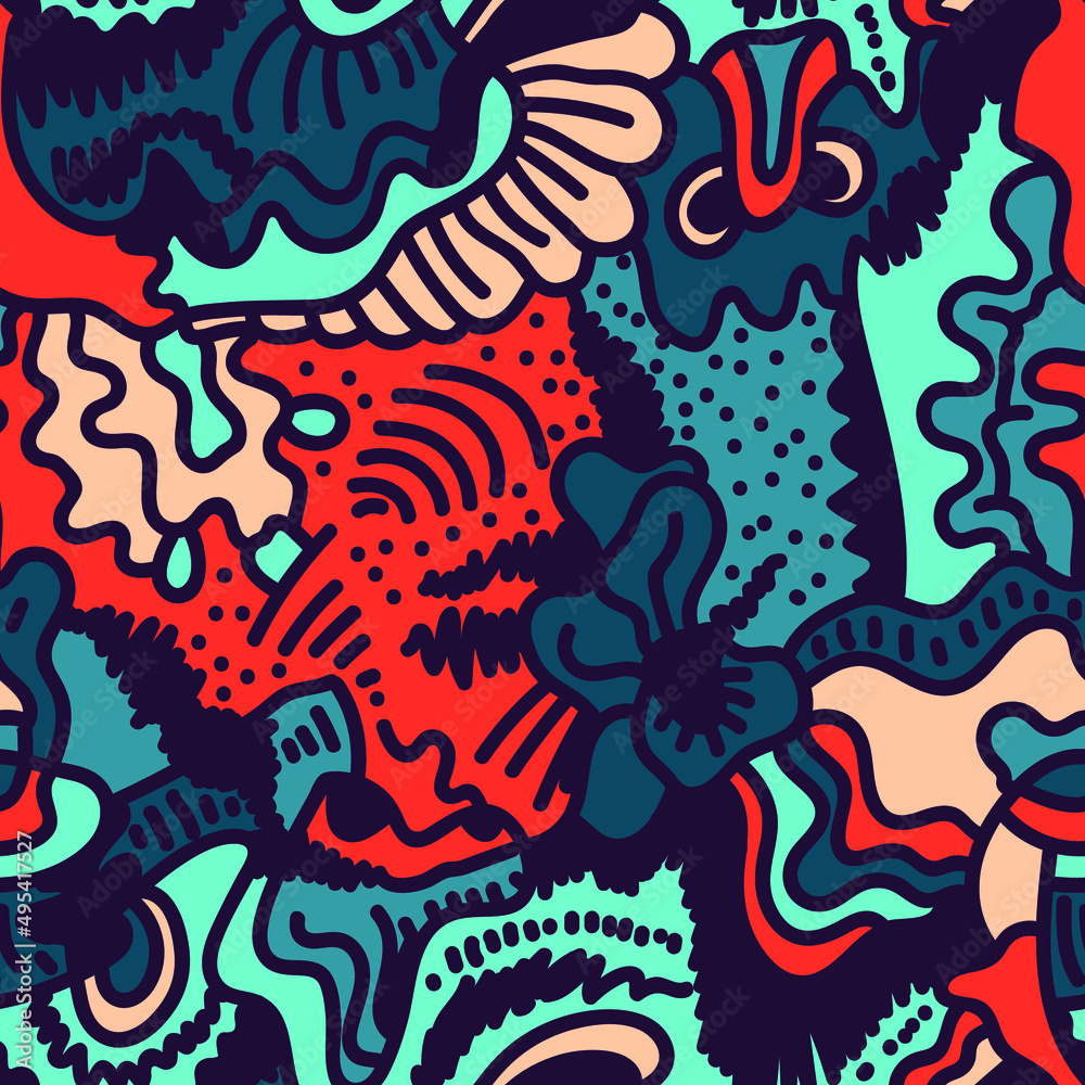 Seamless abstract surrealistic pattern with unusual art