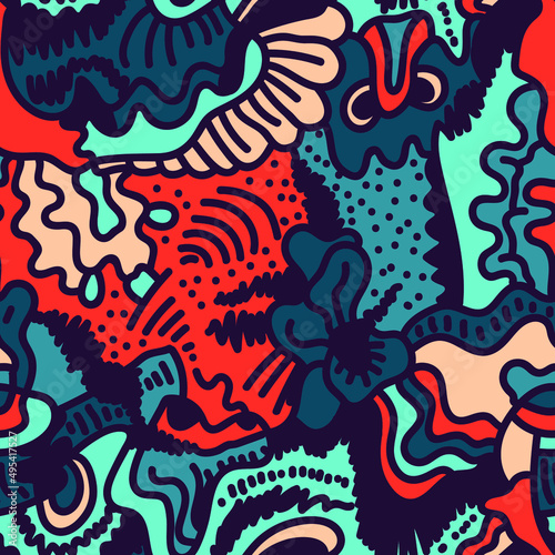 Seamless abstract surrealistic pattern with unusual art