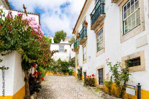 Beautiful Óbidos street in Portugal photo