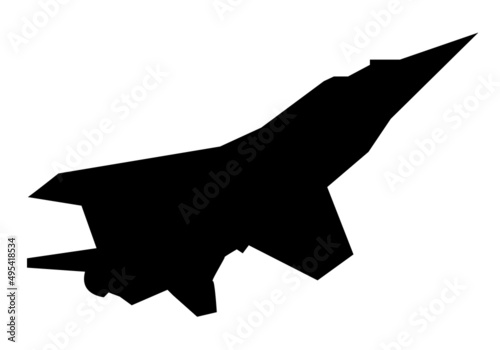 Símbolo o icono negro de un misil hipersónico sobre fondo blanco