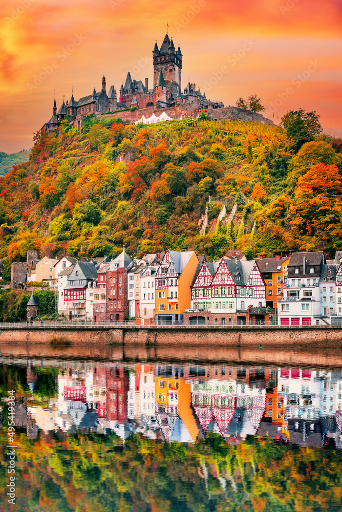 Cochem, Germany - Travel landscape on Moselle River, Rhineland.