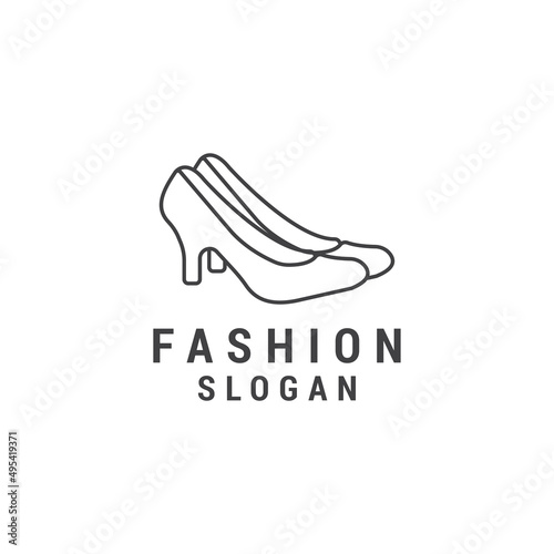 Line girl shoe logo icon design template. Elegant, luxury, premium vector 