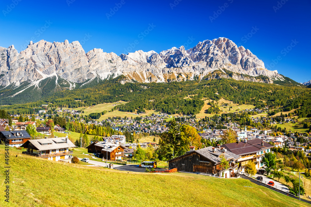 Cortina d'Ampezzo, Italy - Sesto Dolomites mountain range, Alps in South Tyrol