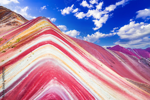 Vinicunca Rainbow Mountain in Andes, Peru outdoor spot. photo