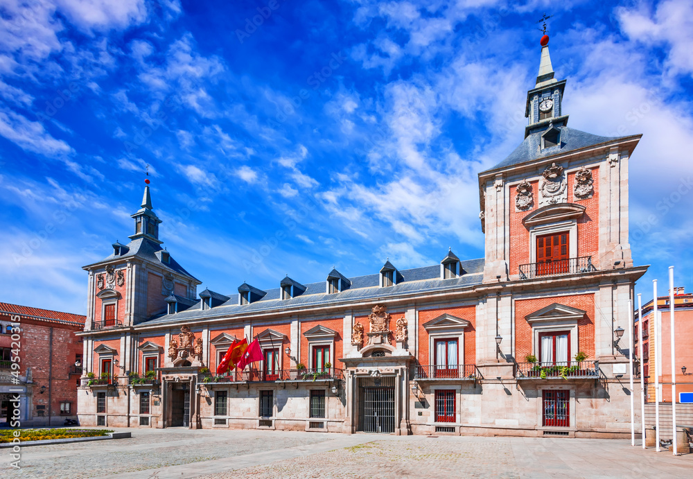 Madrid, Plaza de la Villa town hall - capital city of Spain - obrazy, fototapety, plakaty 