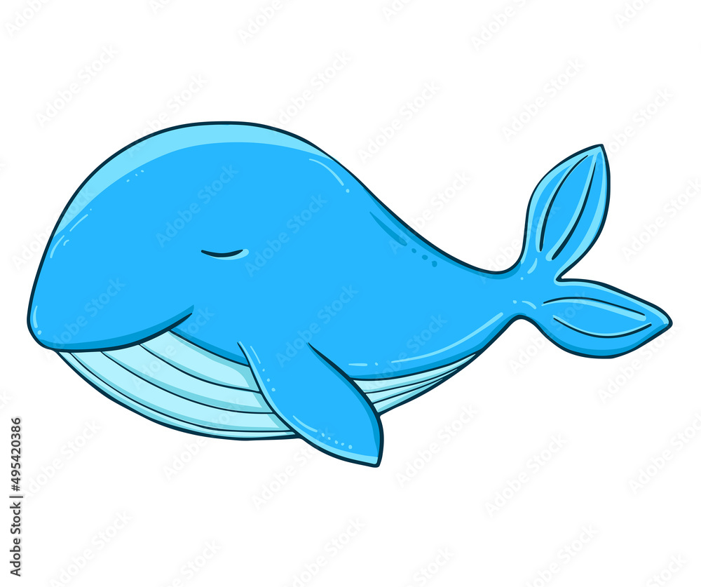 Cute whale. Vector illustration of a series of marine animals. A picture for children's educational books, for a print on a T-shirt or your design. Cute whale. Vector illustration of a series of marine animals. A picture for children's educational books, for a print on a T-shirt or your design.
