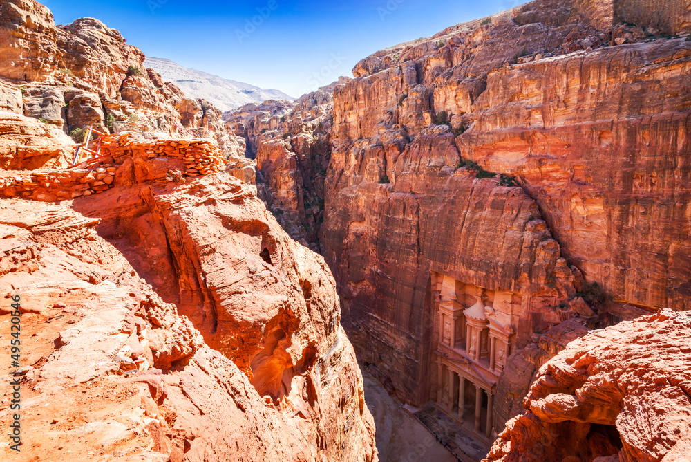 Petra, Jordan - Ancient Treasury, Al Khazneh, travel wonder of Arabia