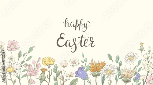 Easter cards with hand drawn spring flowers