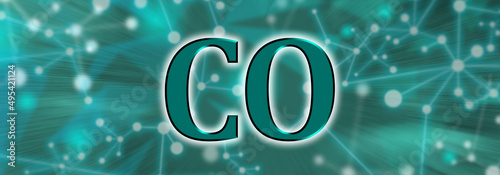 CO symbol. Carbon monoxide molecule photo