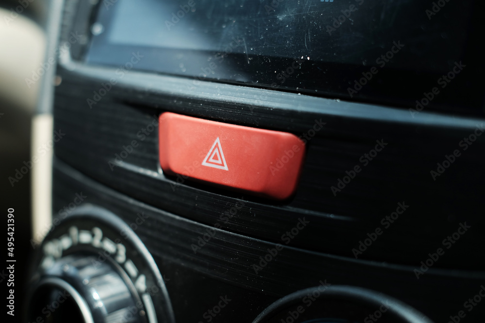 Emergency hazard light button icon on car dashboard StockFoto Adobe