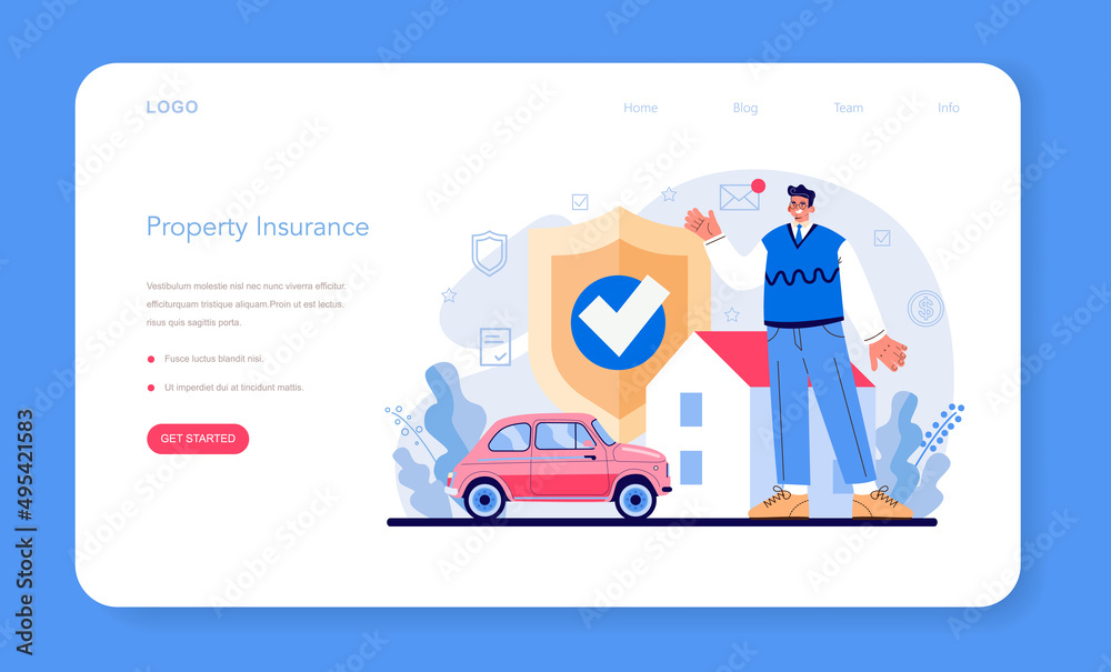 Insurance agent web banner or landing page. Idea of security and protection