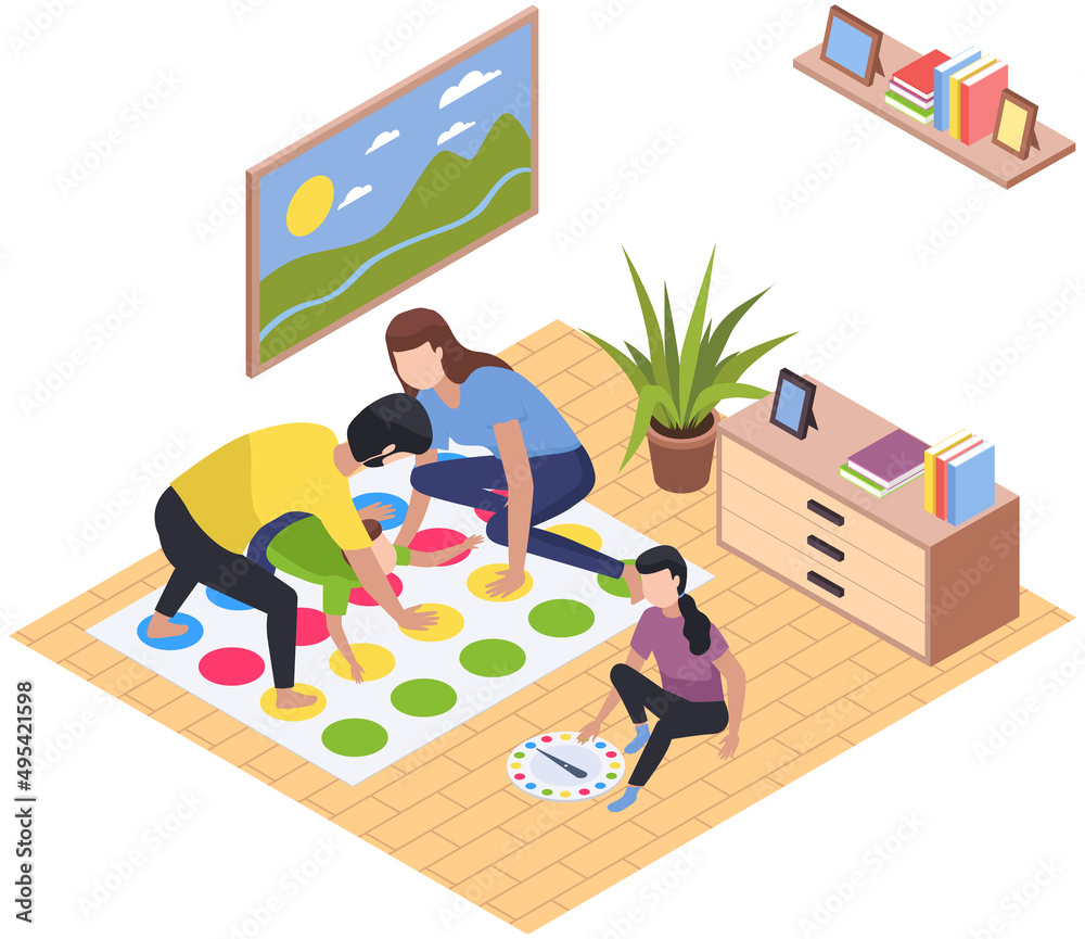 Happy children playing board game with parents, have fun at home. Family entertainment scenes. People sit together at table or on floor in living room play games. Parents and kids in everyday life Happy children playing board game with parents, have fun at home. Family entertainment scenes. People sit together at table or on floor in living room play games. Parents and kids in everyday life