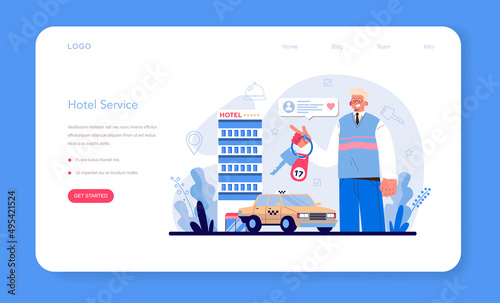 Hotel web banner or landing page. Tourism service, professional