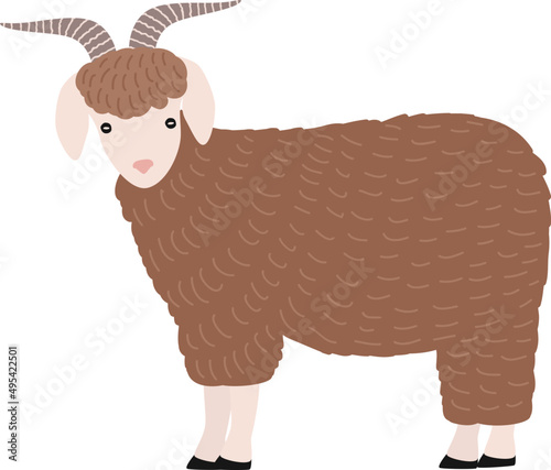 Adorable Goat Childish Cartoon Illustration