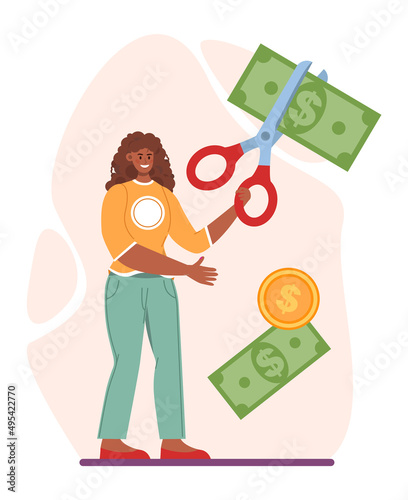 Budget contraction concept. Bankruptcy or financiall crisis with falling