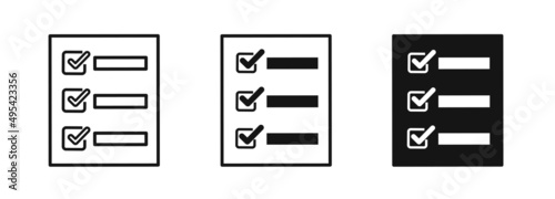 Checklist, complete tasks, to-do list icons set. Flat design graphic elements. 