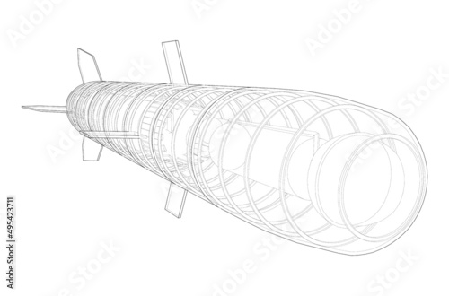Military missile army rocket. Vector