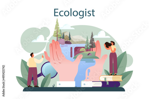 Ecologist. Scientist taking care of nature and study ecological environment