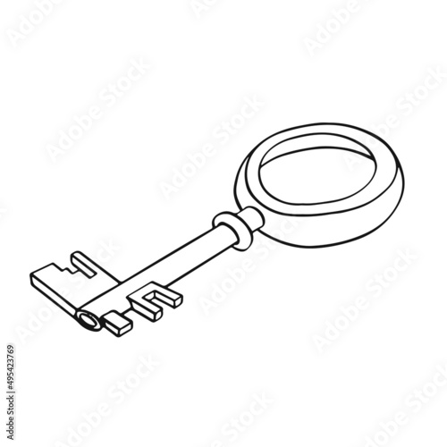 golden key to the lock freehand illustration vector