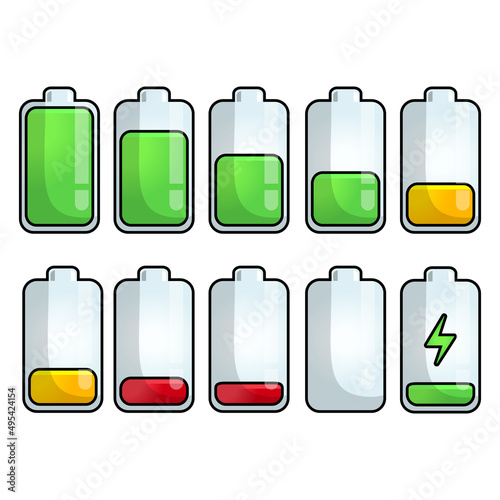 battery collection set illustration on white background