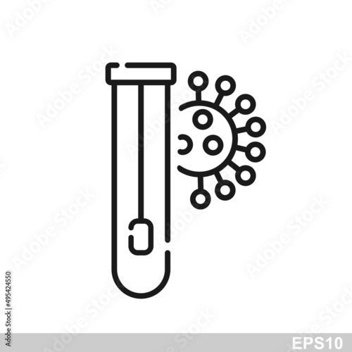 Covid pcr test vector line icon. Corona virus covid19 tube test medical laboratory.vector