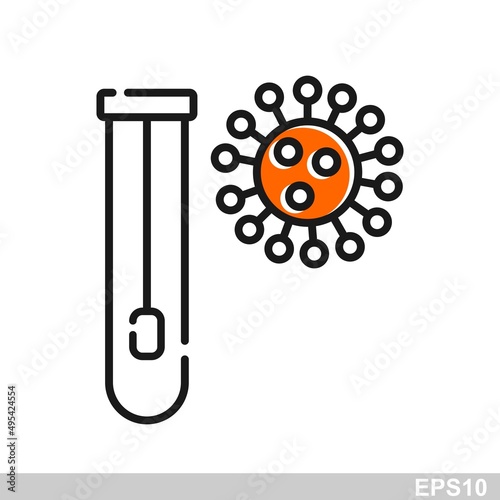 Covid pcr test vector line icon. Corona virus covid19 tube test medical laboratory.vector