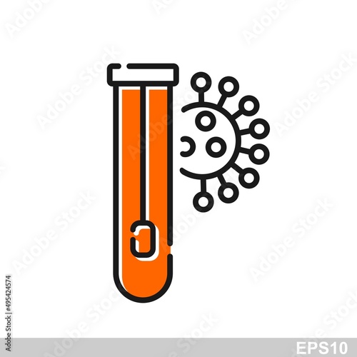 Covid pcr test vector line icon. Corona virus covid19 tube test medical laboratory.vector