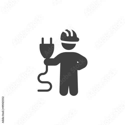 Electrician man vector icon