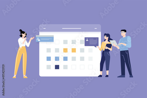 People concept. Vector illustration of events, task management, team management for graphic and web design, business presentation and marketing material.
