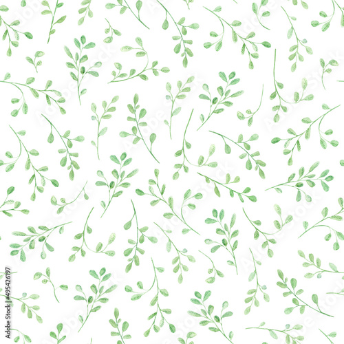 Delicate pattern with green leaves. Grass on the pattern. Pattern for wallpaper  textile  wrapping paper