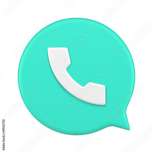 Realistic green call connection voice chat application quick tips 3d icon vector illustration