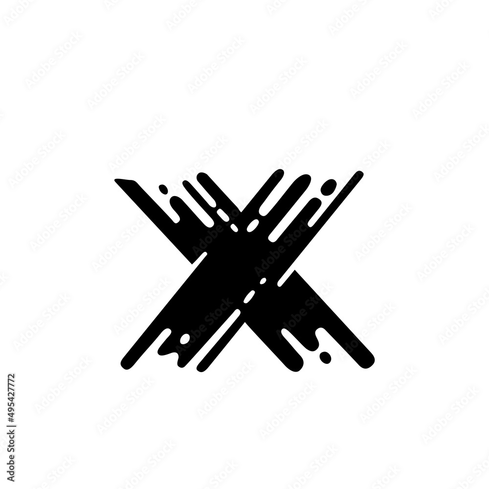 Obraz premium Letter x. Dry brush grunge lettering imitation. Vector design template.