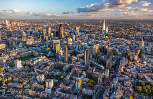 Aerial view London for financial business institutions UK