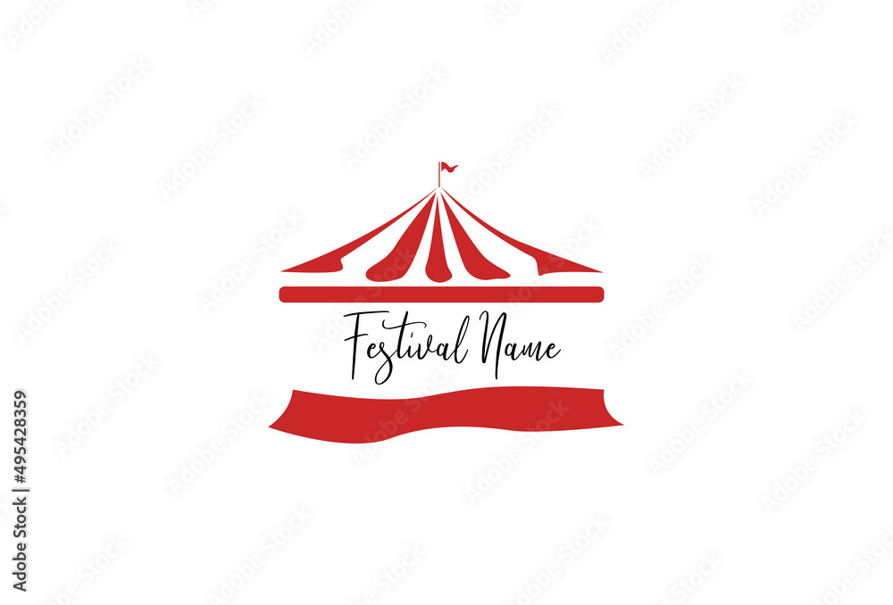 Fototapeta premium simple flat circus tent graphic design for festival or even or show or exhibition vector logo template