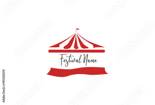 simple flat circus tent graphic design for festival or even or show or exhibition vector logo template